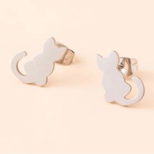 🐈 Stainless Steel Cat Stud Earrings NWT
